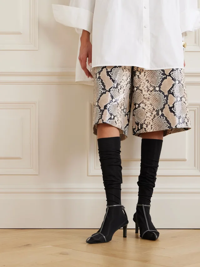 JIL SANDER Stretch-mesh and leather knee boots in Black, photo 2 of 2 from NET-A-PORTER (Canada)