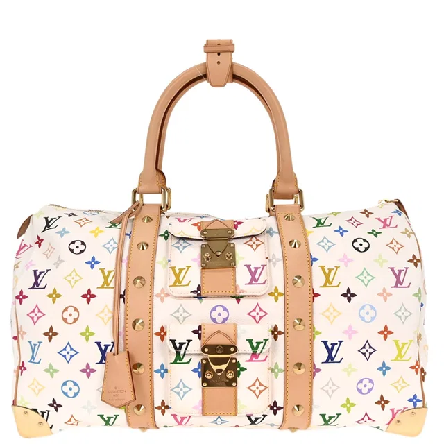 Louis Vuitton 2004 White Monogram Multicolor Keepall 45 Handbag M92641 in White Canvas from AMORE Vintage Tokyo