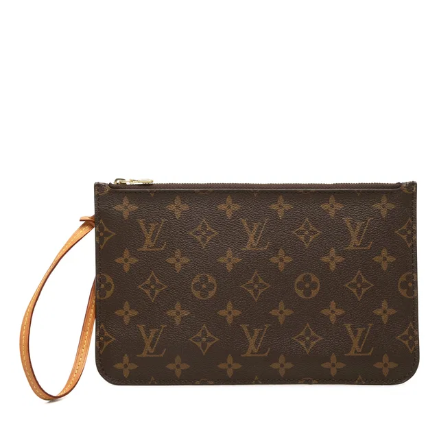 Brown Louis Vuitton Monogram Neverfull MM Pouch in Brown Coated canvas from Designer Revival