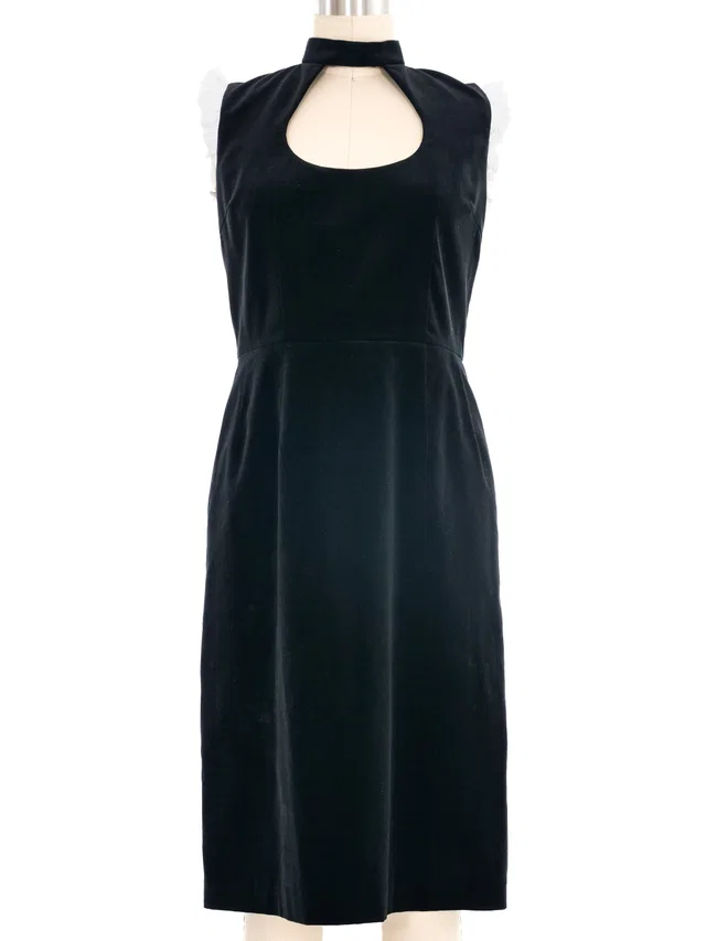 Comme des Garçons GIRL Ruffle Trim Velvet Cutout Dress in Velvet from Arcade Vintage