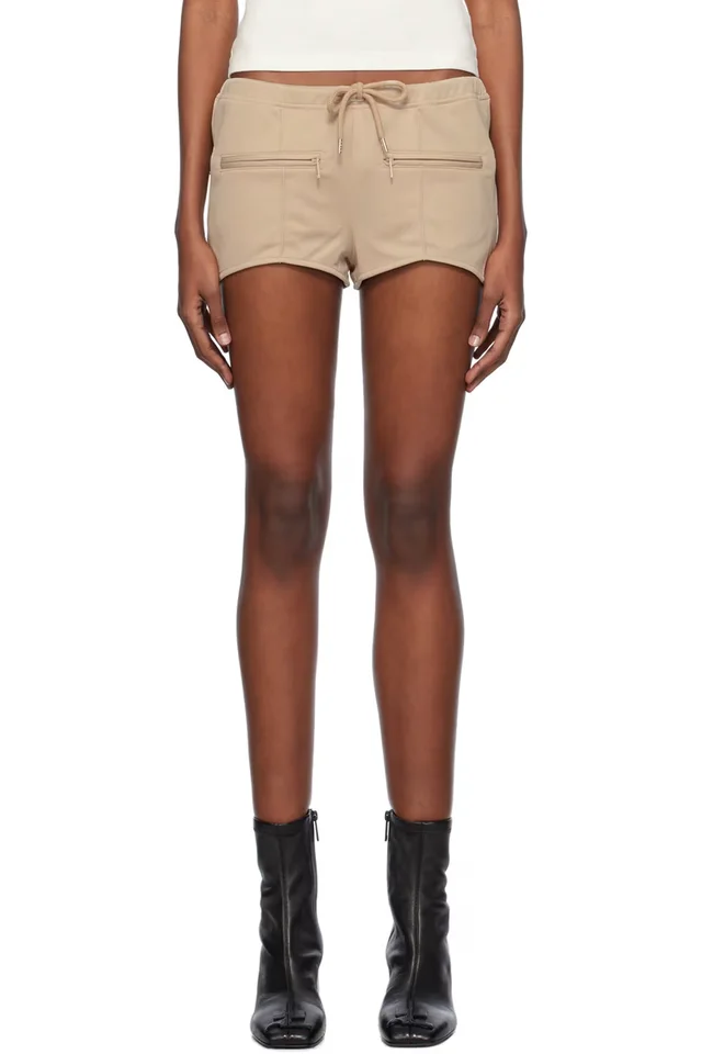 Beige Interlock Mini Shorts, image 1 of 1 from SSENSE