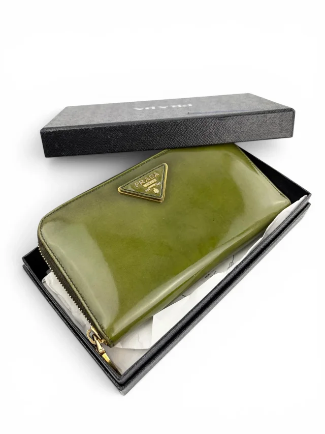 Prada Zip Around Wallet in Green Patent leather from Season 2 Consign, photo 1 of 1