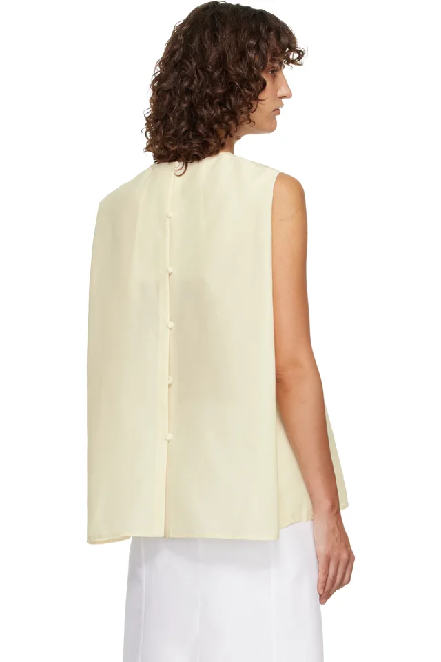 LE17SEPTEMBRE Off-White Boucle Back Button Sleeveless Top, photo 3 of 3 from SSENSE