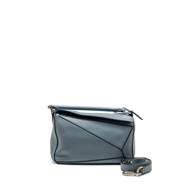Loewe Small Puzzle Bag Calfskin Stone Blue SHW in Blue Calfskin from EMIER