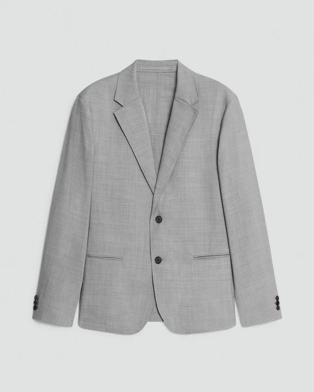 Theory Clinton Blazer in Motion Wool in VAPOR MELANGE 54% Virgin Wool, 25% Recycled Polyester, 20% Polyester, 1% Spandex, photo 7 of 14 from Theory