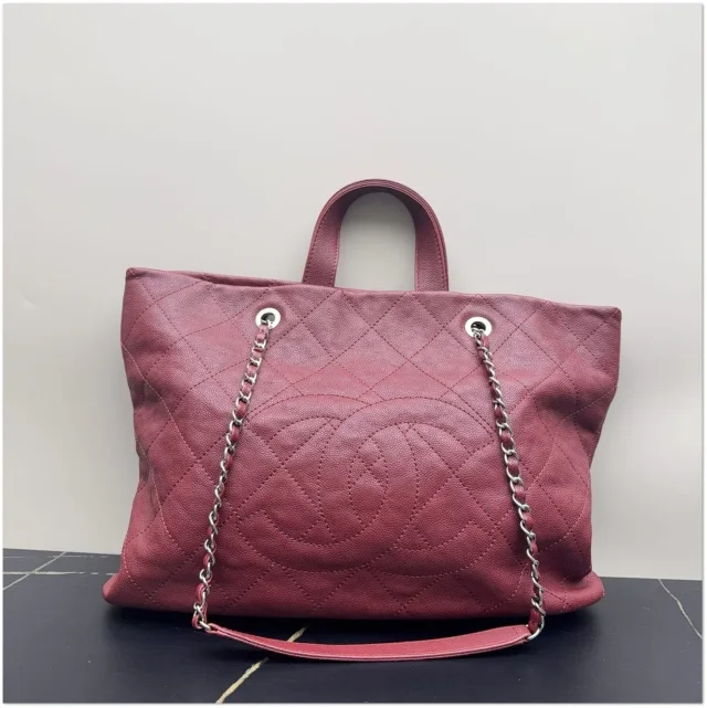 Chanel Quilted Executive Cerf Tote in Burgundy Caviar leather from Luxury Promise, photo 1 of 1