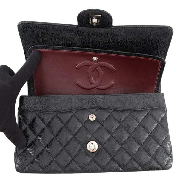 Chanel Matelasse W Flap ChainShoulder Bag BlackA01112 Caviar Leather Size 25 in Caviar leather from GALLERY RARE, photo 6 of 19