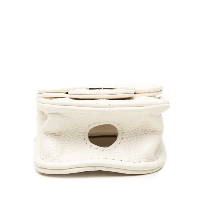 White Chanel CC Quilted Caviar AirPods Case Crossbody Bag in White Caviar leather from Designer Revival, photo 2 of 2