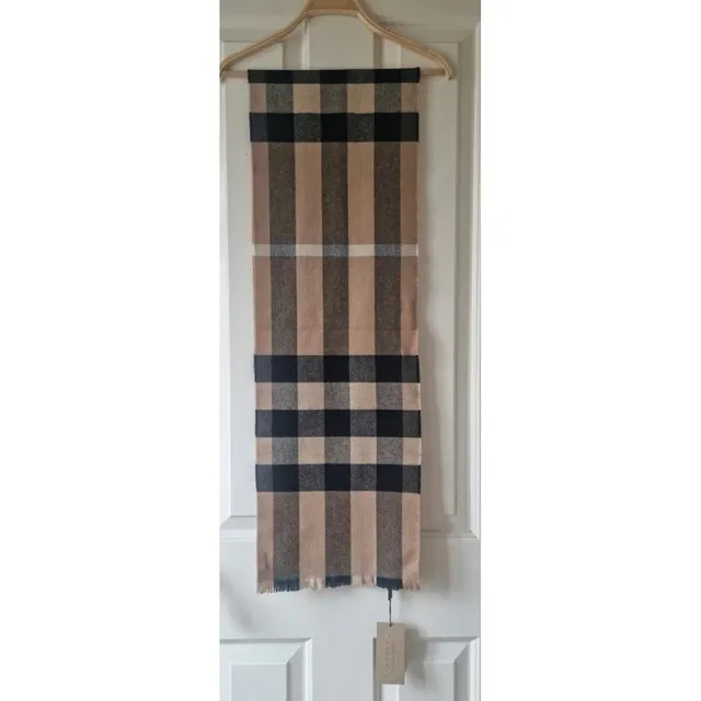 Burberry Cashmere Blend Check Scarf in Cashmere from HEWI