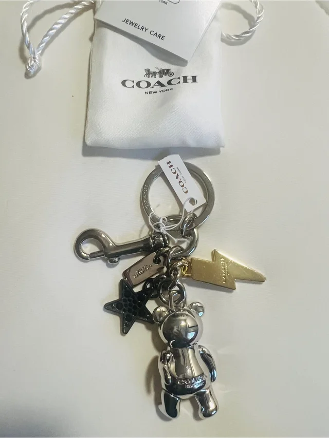 Htf Coach Silver Teddy Bear With Star & Lightning Keychain/Bagcharm in silver|gold|gray from Poshmark