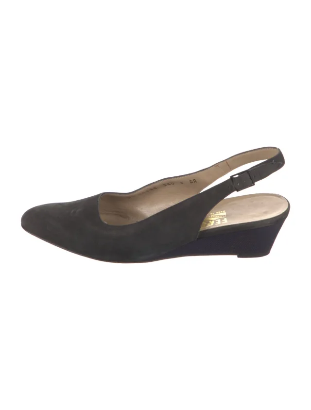 Ferragamo Suede Slingback Pumps in black Suede from The RealReal