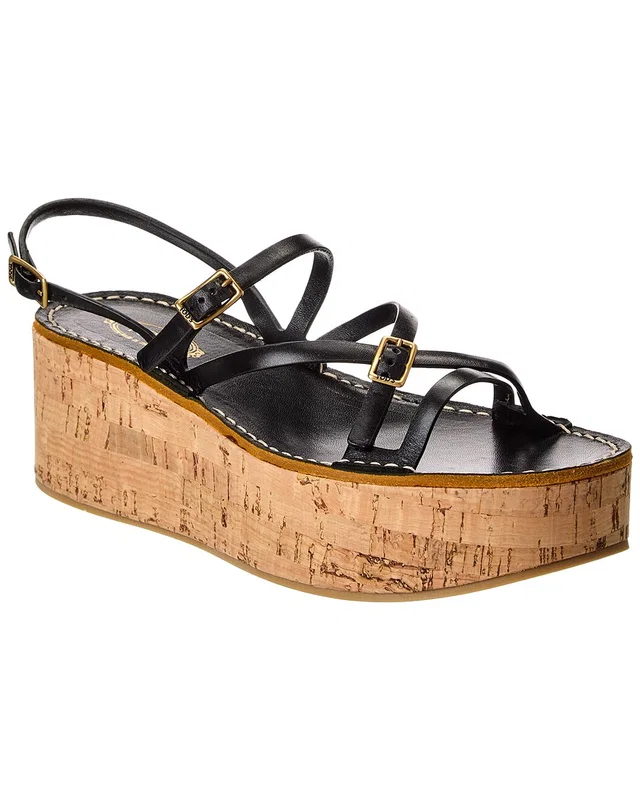 TOD's Leather Wedge Sandal in https://asset2.ruecdn.com/images/sw/131328/1313285660_RLSW_black.jpg, image 1 of 1 from Gilt
