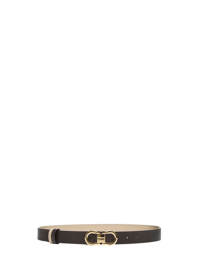 Ferragamo Hammered Calf Leather Belt — Brown in Brown Calfskin from HEWI