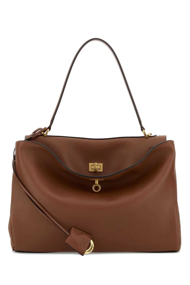 Balenciaga Calf Leather Top Handle Shoulder Bag — Brown in Brown Calfskin from HEWI