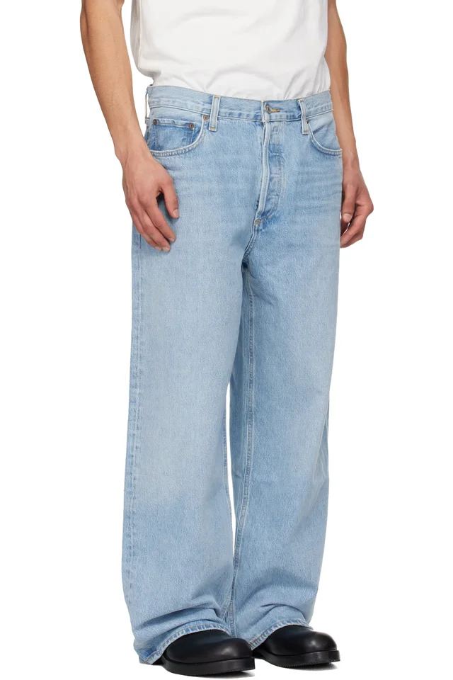 AGOLDE Blue Low Slung Baggy Jeans, photo 2 of 4 from SSENSE