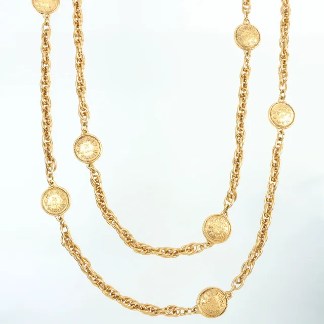 Chanel Coin charm long necklace gold from VINTAGE QOO TOKYO, photo 2 of 2