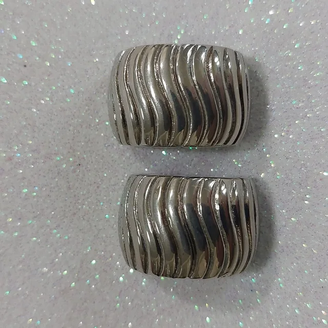 Givenchy Signed Wide Chunky Silver Wave Design Pierced Earrings Vintage in silver|gray from Poshmark, photo 1 of 1