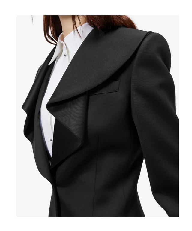 Alexander McQueen Women's Waterfall Collar Single-breasted Jacket in Black, photo 5 of 5 from SENSER