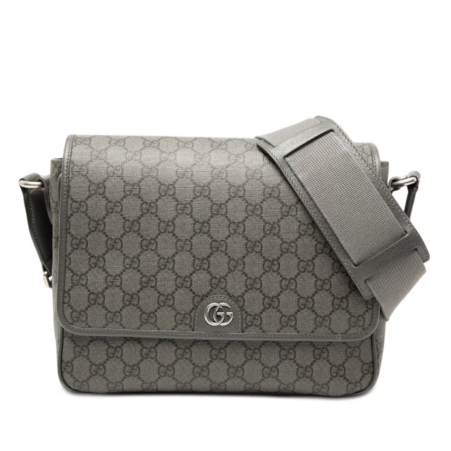 Gray Gucci Medium GG Supreme Ophidia Messenger Bag in Grey Coated canvas from Designer Revival
