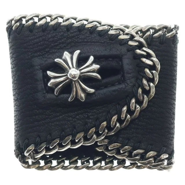Chrome Hearts Lthr Psl CH Plus Charm Leather Bracelet Black in Black Leather from The Reluxe