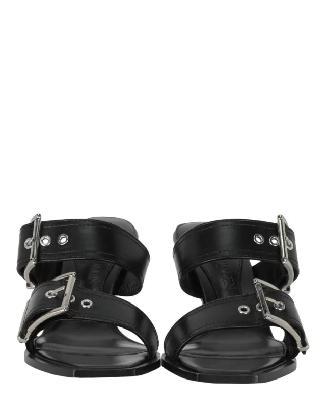 Alexander McQueen Double Buckle Punk Mules in black, photo 5 of 6 from ShopSimon