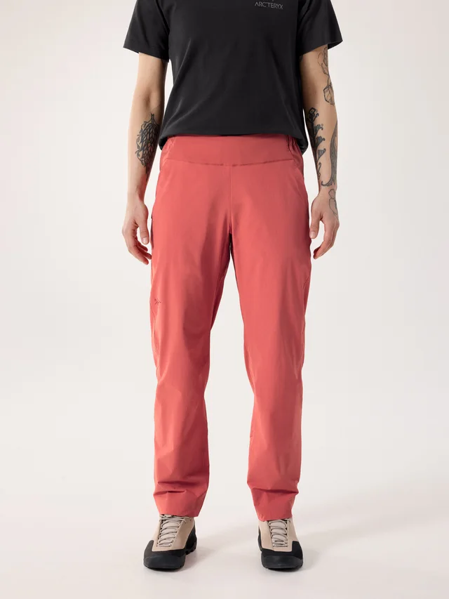 Arc'teryx Silene Pant Women's in Red Contrast: Warp knit mesh - 100% Polyester · Contrast: Fortius™ Air 50 - Nylon Stretch Plain Weave, 112gsm - 93% Nylon, 7%…, photo 1 of 1