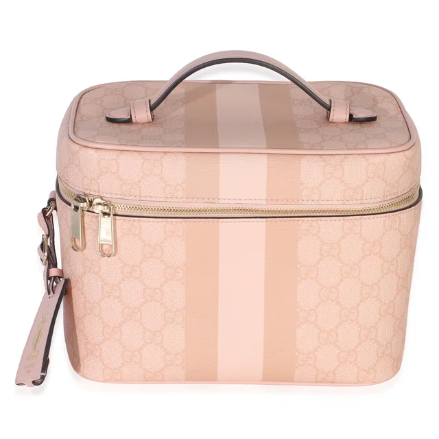 Gucci Light Pink GG Supreme Monogram Dollar Calfskin Medium Savoy Vanity Case in Pink Calfskin from myGemma
