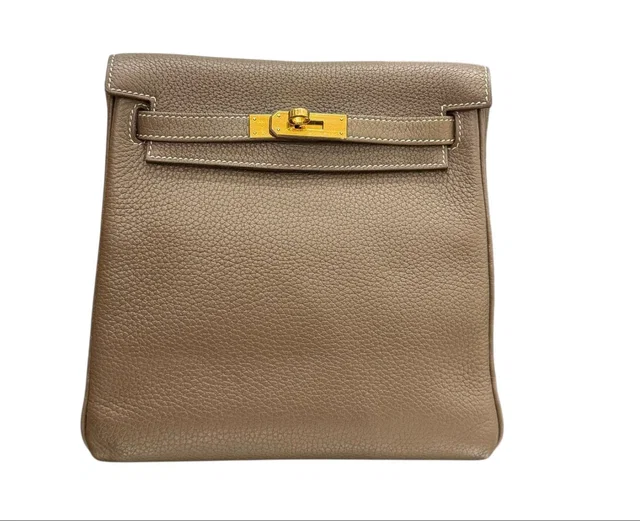 Hermès Kelly Ado Backpak in Etoupe with GHW in Taupe from Luxury Promise