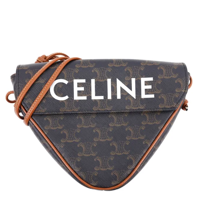 Celine Triangle Triomphe Canvas Crossbody Bag Tan in Brown Canvas from Dallas Designer Handbags