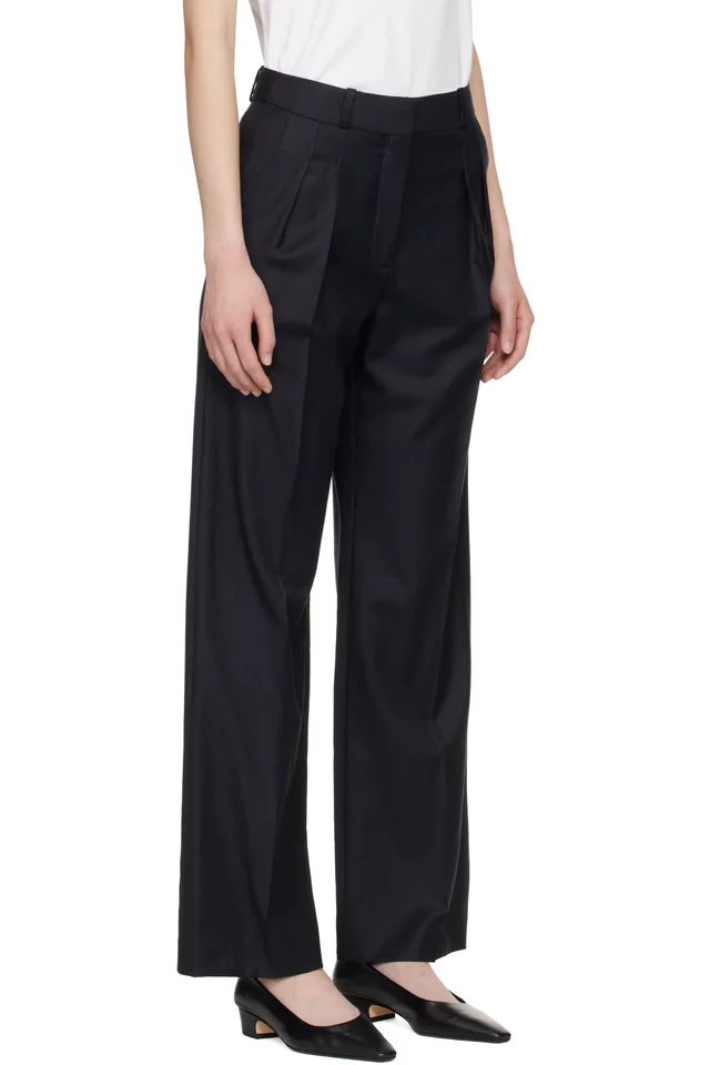 Loulou de Saison Black Sbiru LDS Straight Leg Trousers, photo 2 of 4 from SSENSE