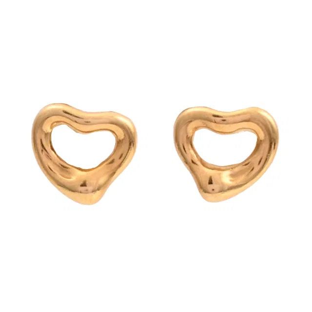 Tiffany & Co. 18K Yellow Gold Open Heart Earrings in Yellow from VINTAGE QOO TOKYO