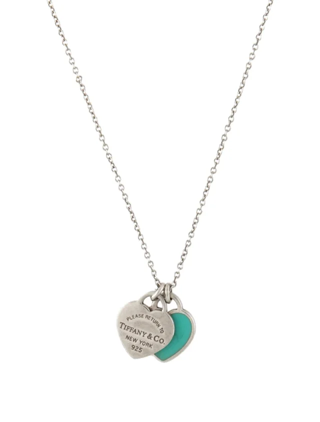 Tiffany & Co. . Mini Double Heart Tag Pendant Necklace, 18" in multicolor from The RealReal