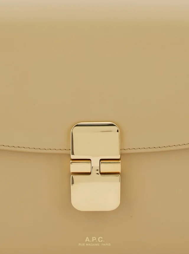 A.P.C. 'Grace Small' Beige Crossbody bag with Adjustable Strap and Logo Plate on the Front in Leather Woman in Beige 100% Cow, photo 8 of 11 from Gaudenzi Boutique