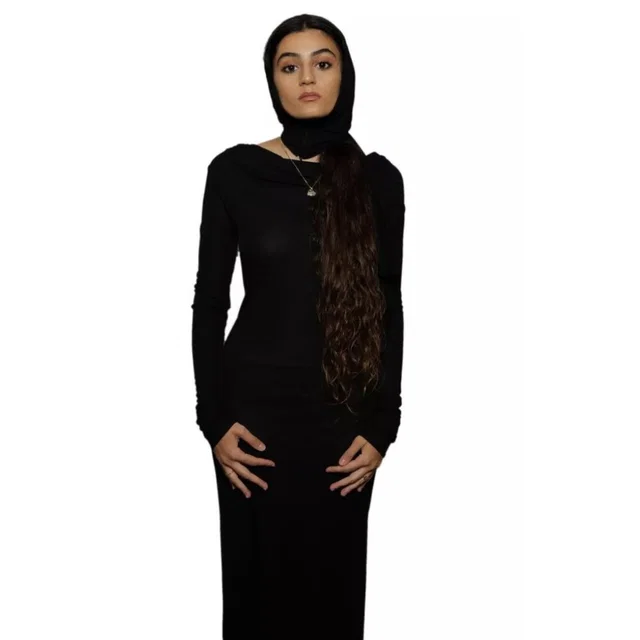 Versace Spring 2018 Ready To Wear Black Cowl Neck Dress With Head Scarf Sz 38 in black from Poshmark