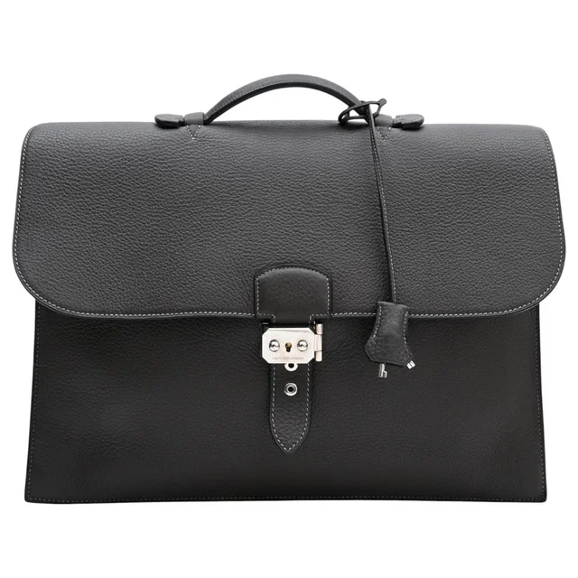 Hermès 2005 Sac à Dépêches 38 Ardoise in Togo leather from VINTAGE QOO TOKYO