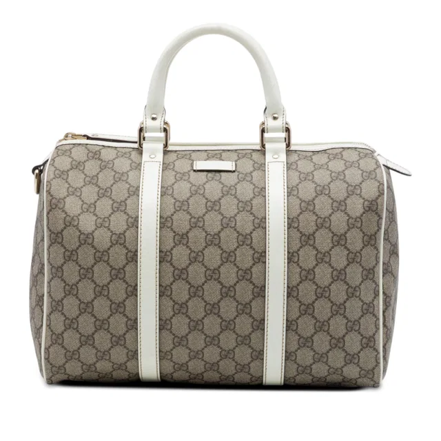 Beige Gucci Medium GG Supreme Joy Boston Bag in Beige Coated canvas from Designer Revival