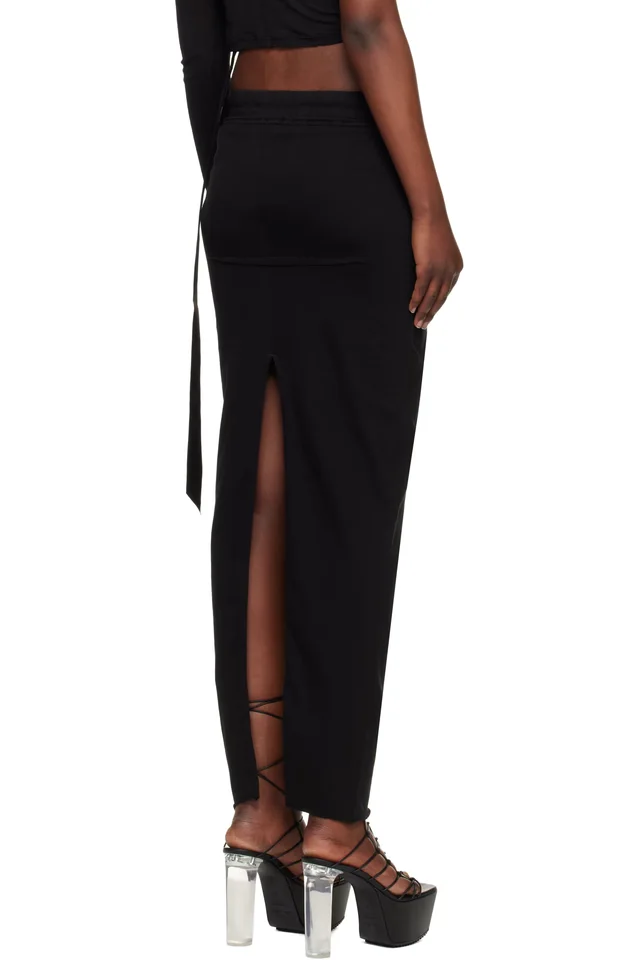 Rick Owens DRKSHDW Black Temple Pull On Sliced Pillar Maxi Skirt, photo 3 of 4 from SSENSE