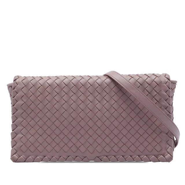 Pink Bottega Veneta Nappa Intrecciato Flap Crossbody in Pink Nappa leather from Designer Revival
