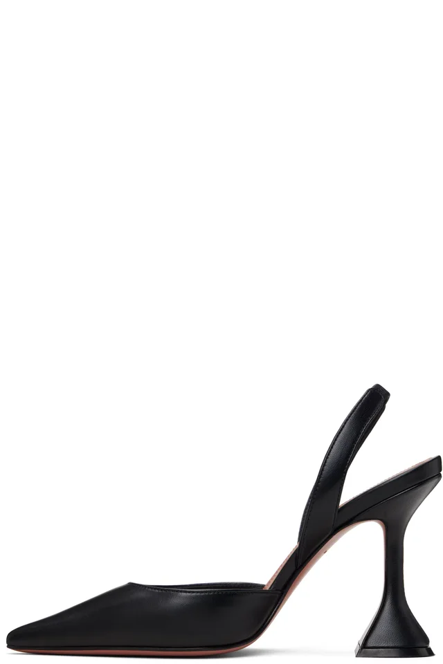 Amina Muaddi Black Holli 95 Sling Heels, photo 3 of 5 from SSENSE