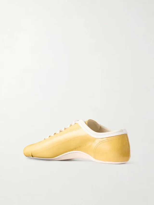 DRIES VAN NOTEN Leather sneakers in yellow 80% Leather 20% Various Materials, photo 3 of 6 from NET-A-PORTER (Canada)