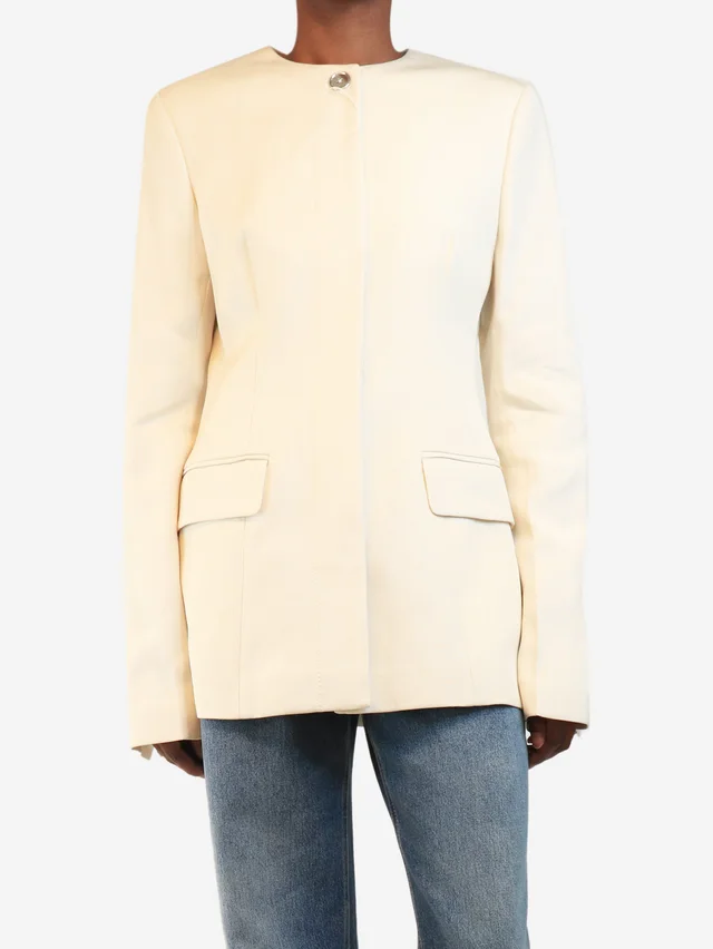 TOTEME Cream collarless cinched jacket - size UK 6 in White from Sign of the Times