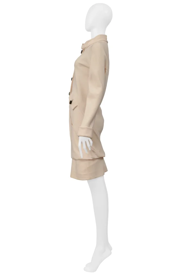 Balenciaga By Ghesquiere Off-white Mod Dress With Black Buttons 2006 in Black Silk from Resurrection Vintage, photo 7 of 8