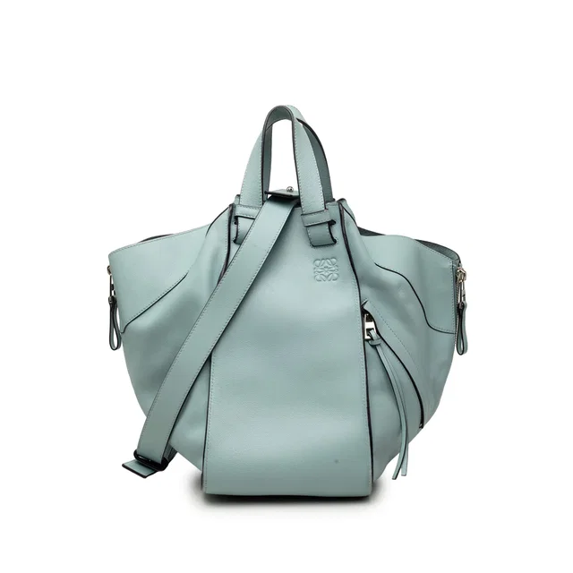 Blue LOEWE Medium Leather Hammock Satchel in Blue Leather from Designer Revival