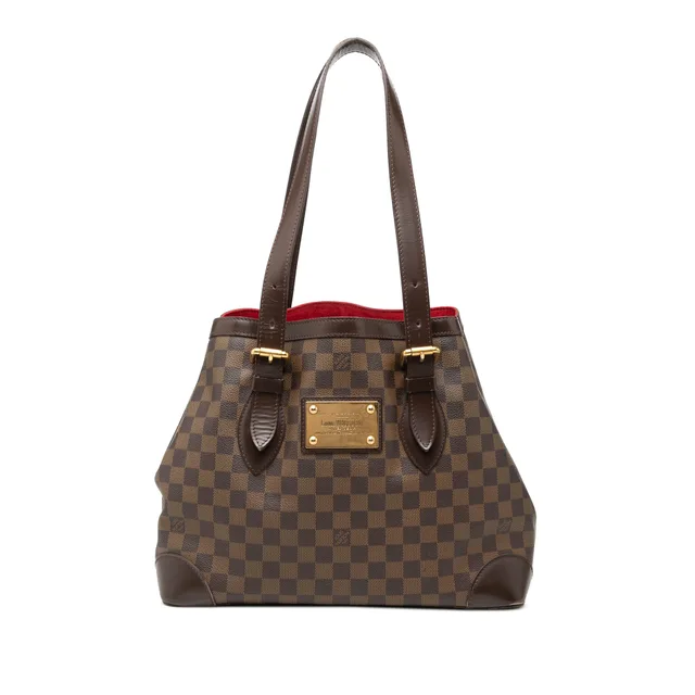 Brown Louis Vuitton Damier Ebene Hampstead MM Tote Bag in Brown Canvas from Designer Revival
