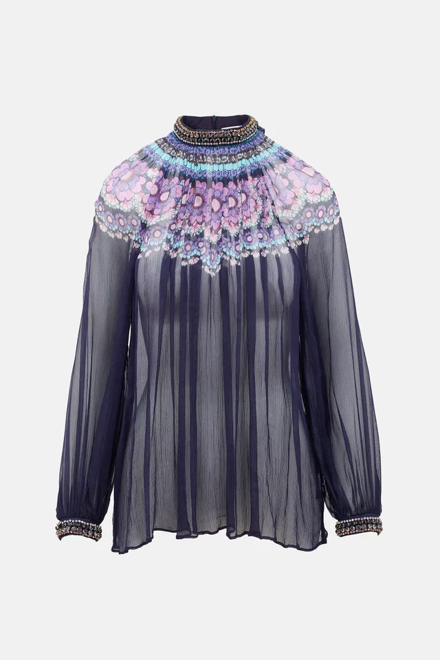 Zimmermann Crinkled Silk Floral Blouse in Silk from VSP Consignment