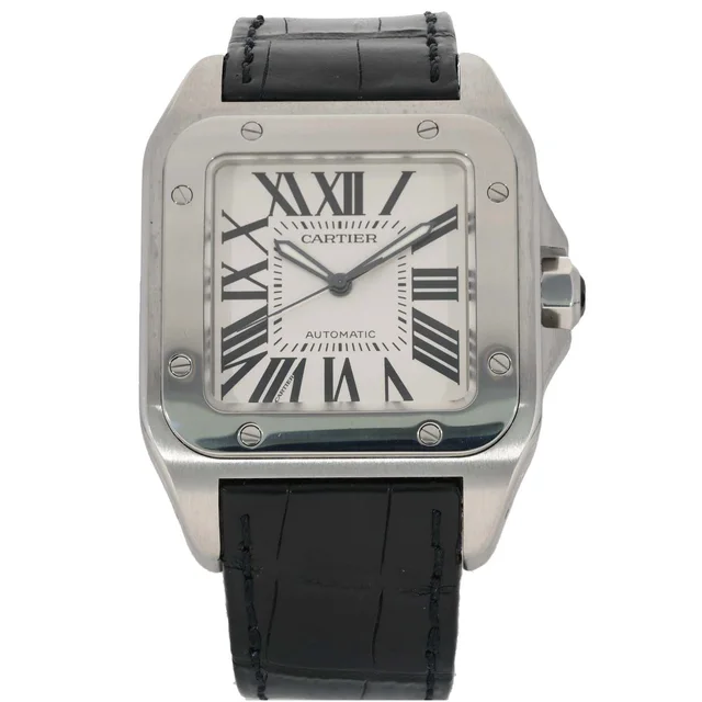 Cartier Santos 100 W20073X8 41.3mm Stainless Steel Watch in Leather from H&T