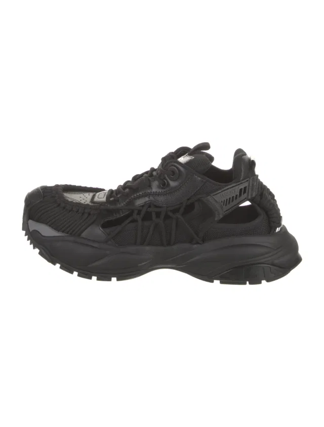Versace Leather Athletic Sneakers in black Leather from The RealReal