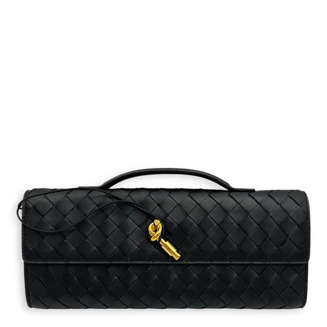 Bottega Veneta Andiamo Top Handle Bag Black in Black Lambskin from Luxury Promise