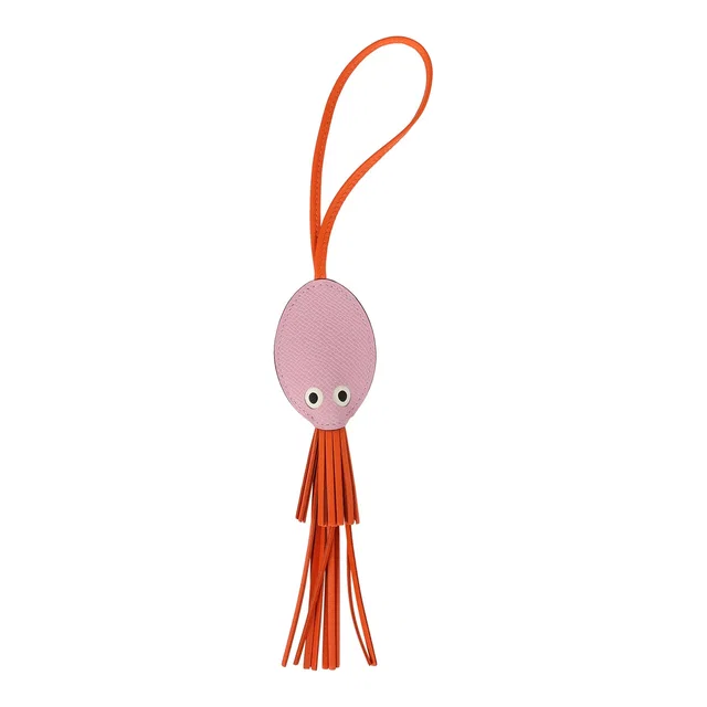 Hermès Poulpe Charm Mauve Sylvestre Epsom, Orange Milo Lambskin in Orange Epsom leather from Madison Avenue Couture