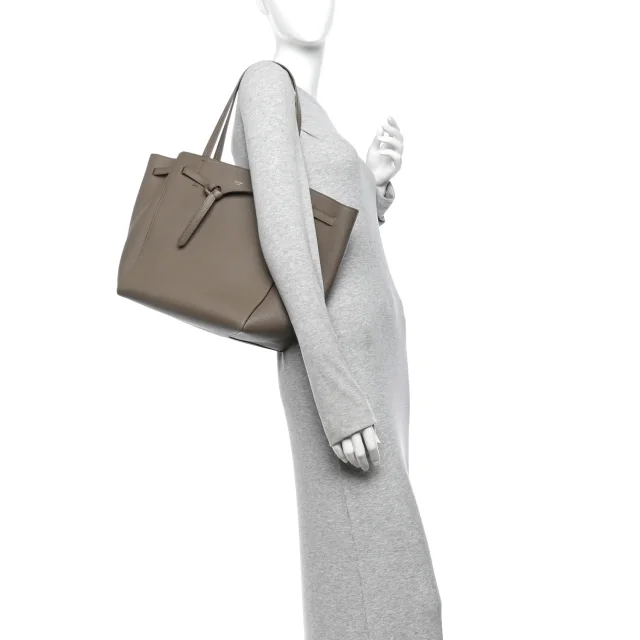 Celine Soft Grained Calfskin Medium Belt Cabas Phantom Taupe in Taupe Caviar leather from FASHIONPHILE, photo 2 of 12